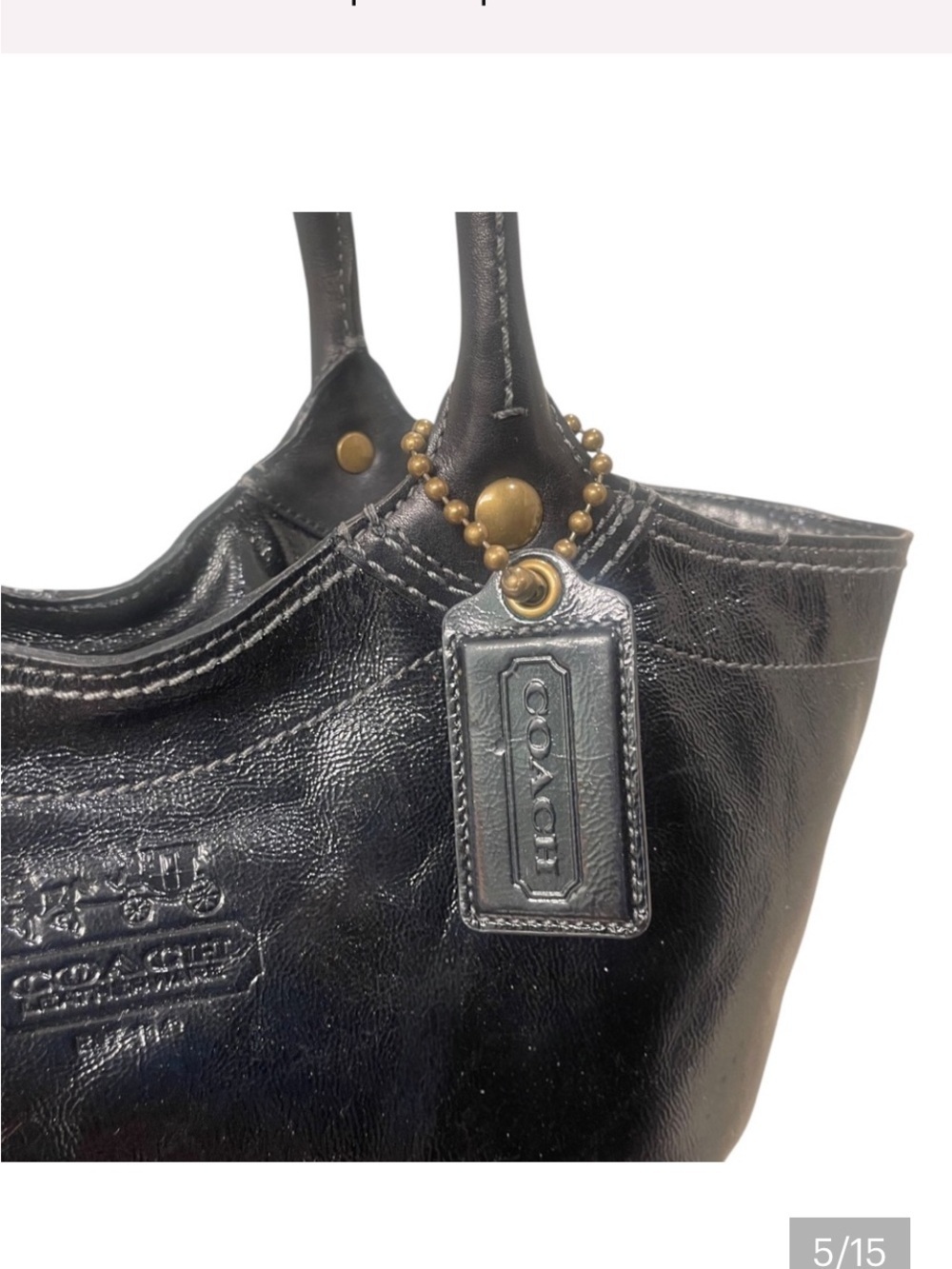 COACH Bleecker Crinkled Patent Calfskin Leather Bag in Black - Picture 3 of 11